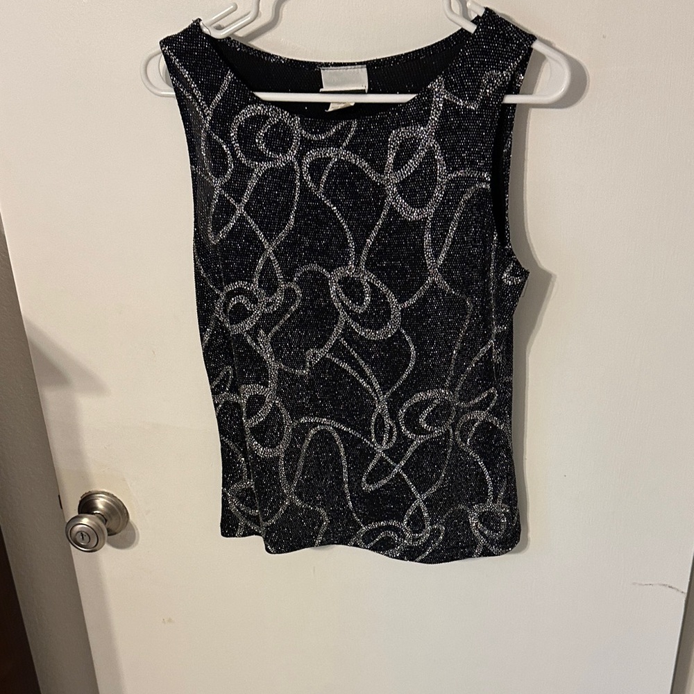 Fashion Bug Black and Silver Tank Top